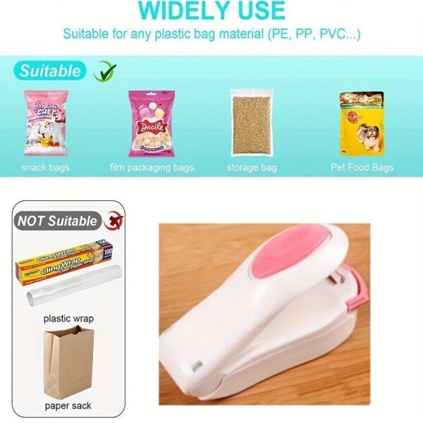 1pc Mini Household Portable Sealing Machine; Hand Pressure; Heat Sealing Machine; Food; Snacks; Plastic Bag Sealing Machine (Battery Not Included) - Image 3