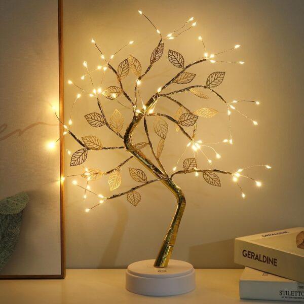 Tabletop Bonsai Tree Branch Light; 72LED Wire String Lights With Touch Switch; USB Operated Artificial Tree Lamp For Bedroom; Desktop; Christmas Party - Image 2