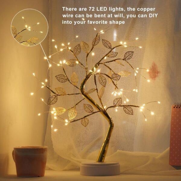 Tabletop Bonsai Tree Branch Light; 72LED Wire String Lights With Touch Switch; USB Operated Artificial Tree Lamp For Bedroom; Desktop; Christmas Party - Image 5