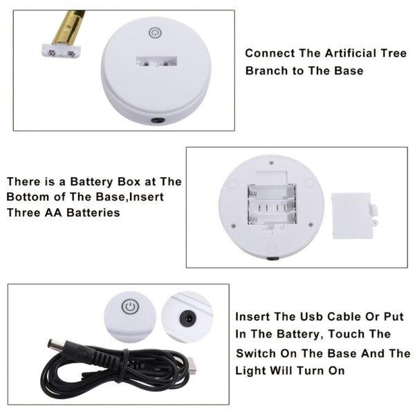 Tabletop Bonsai Tree Branch Light; 72LED Wire String Lights With Touch Switch; USB Operated Artificial Tree Lamp For Bedroom; Desktop; Christmas Party - Image 10