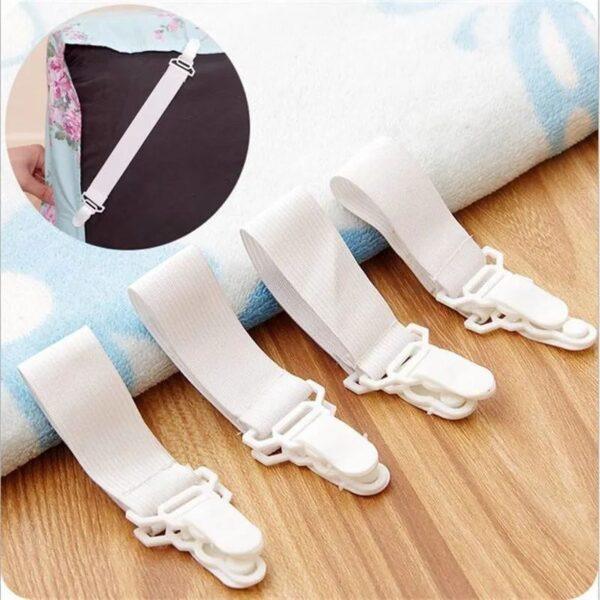 4 pieces of white bed sheet mattress cover blanket household clip clip retainer fastener non-slip - Image 2