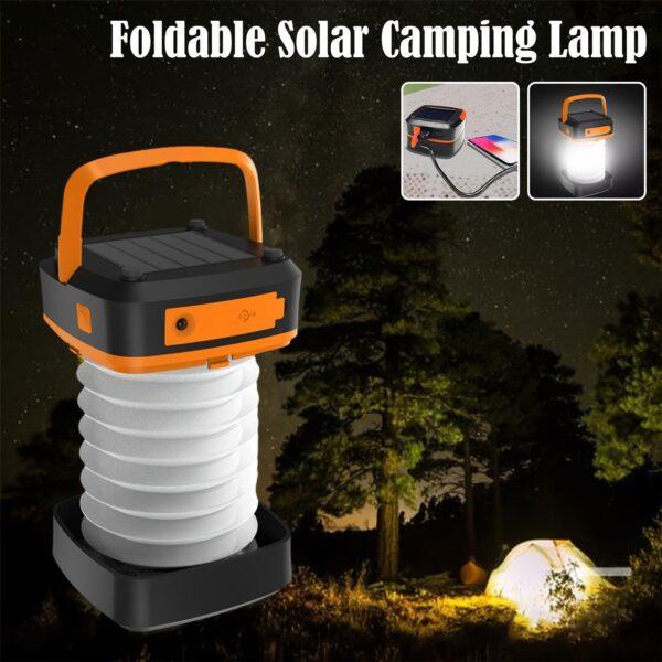 Portable USB Rechargeable Foldable/Retractable Solar Camping Lamp; Multi-Functional LED Light For Hiking; Fishing; Hunting - Image 8