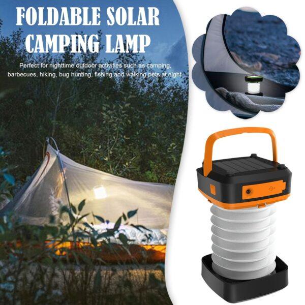 Portable USB Rechargeable Foldable/Retractable Solar Camping Lamp; Multi-Functional LED Light For Hiking; Fishing; Hunting - Image 11