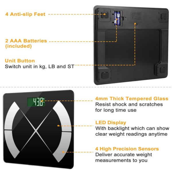Smart Body Composition Scale Fat Monitor Digital APP Scale BMI Health Analyzer - Image 4