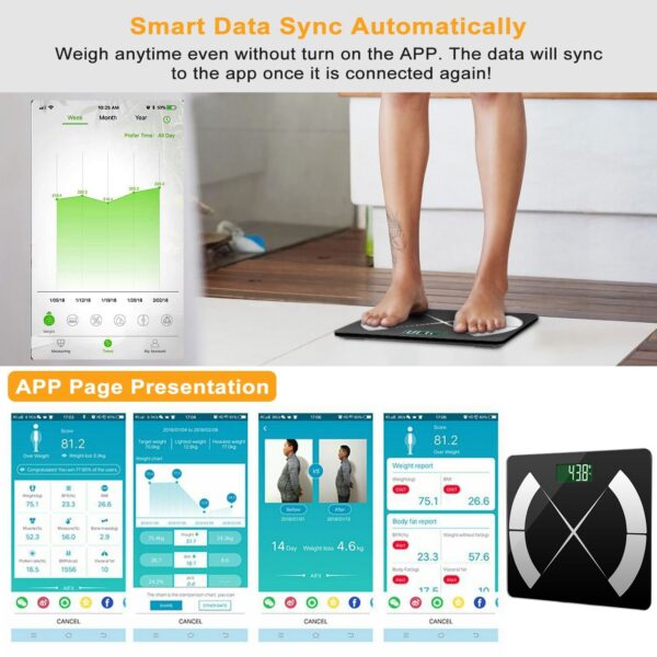Smart Body Composition Scale Fat Monitor Digital APP Scale BMI Health Analyzer - Image 6