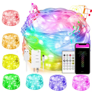 66-light 33ft. Outdoor USB or Battery Operated Integrated LED Fairy String Light-App Control Music Sync Twinkle Light