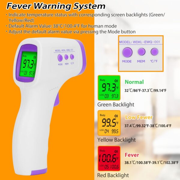 Digital Infrared Thermometer Non-contact Forehead Body Thermometer Surface Room Instant Accurate Reading - Image 2