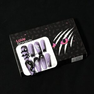 Love Scratch 10PCs Purple Short 4D Art Handmade Press-on Nails