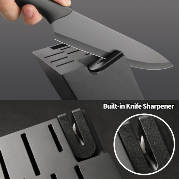 16 Pieces Kitchen Knife Block Set with Cutting Board, German Premium Quality Stainless Steel, Built-in sharpener, Dishwasher Safe, 6 Steak Knives, Anti-slip handle, Black - Image 4