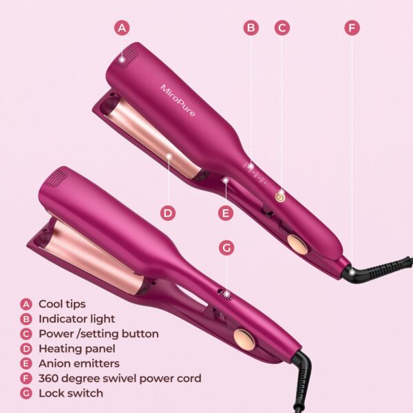 Hair Waver Iron Wand Hair Crimper Hair Waver Barrel Curling Iron 1 Inch PTC Heater Auto Shut-Off Adjustable Easy Shap Long Lasting Heat Dual Voltage - Image 4