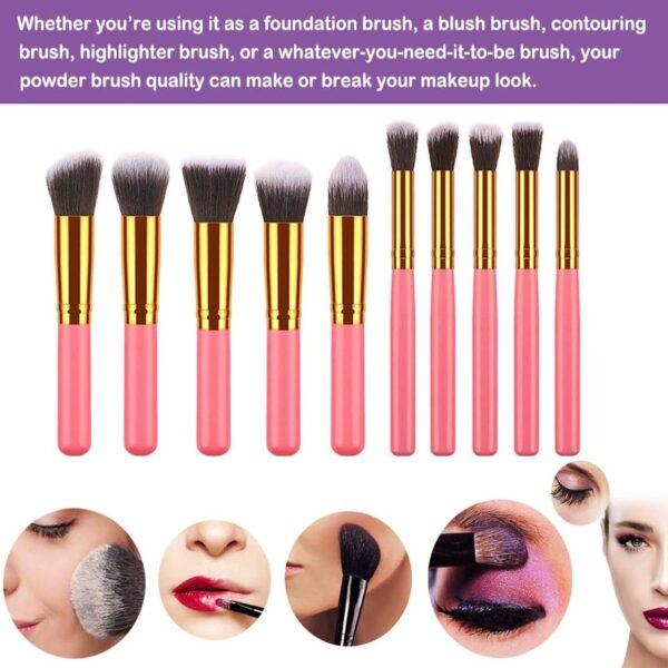 10 pcs makeup brush set (Pink Golden) - Image 2