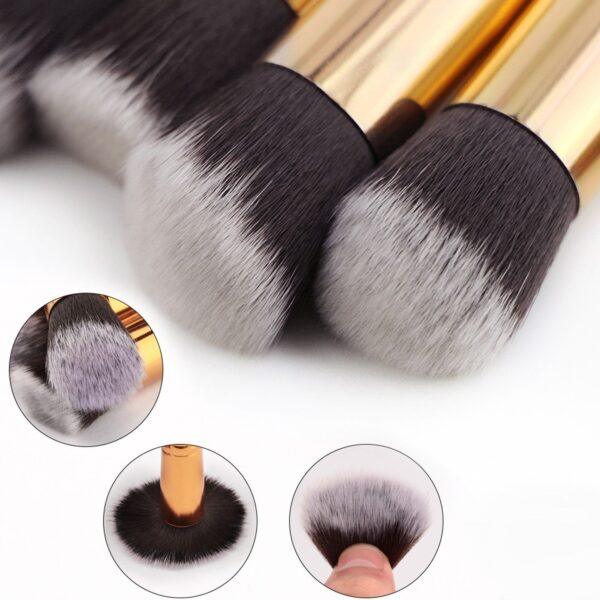 10 pcs makeup brush set (Pink Golden) - Image 5