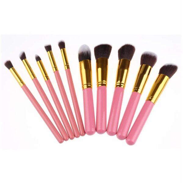 10 pcs makeup brush set (Pink Golden) - Image 7