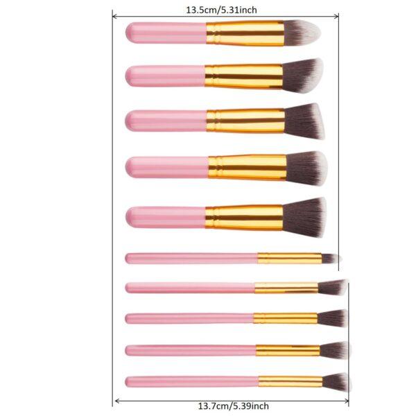 10 pcs makeup brush set (Pink Golden) - Image 8