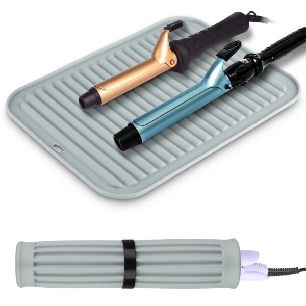 Heat Resistant Silicone Mat For Hot Hair Tools Portable Travel Silicone Mat and Cover For Flat Iron and Curling Iron Hair Straightener Hair Styling Tools 11.81x9.05in - Image 6