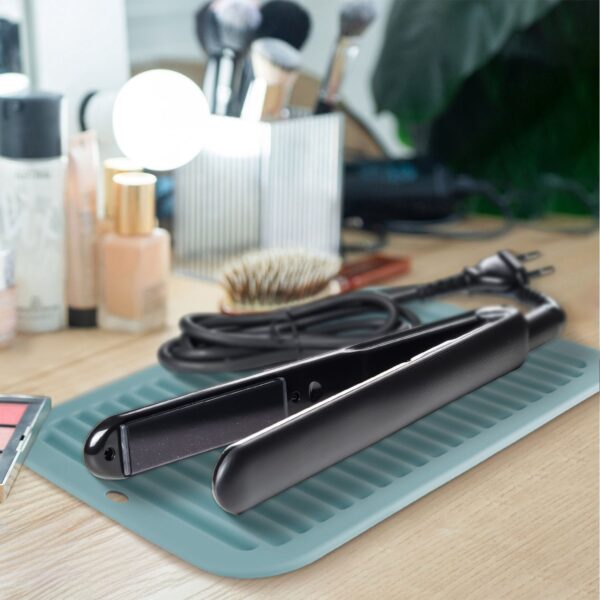 Heat Resistant Silicone Mat For Hot Hair Tools Portable Travel Silicone Mat and Cover For Flat Iron and Curling Iron Hair Straightener Hair Styling Tools 11.81x9.05in - Image 2