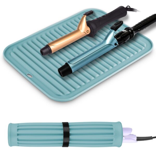 Heat Resistant Silicone Mat For Hot Hair Tools Portable Travel Silicone Mat and Cover For Flat Iron and Curling Iron Hair Straightener Hair Styling Tools 11.81x9.05in - Image 4