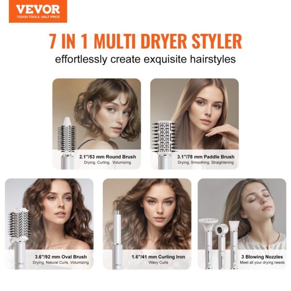 VEVOR Hair Dryer Brush 7-in-1 Professional Multi Styler for Drying Volumizing - Image 2