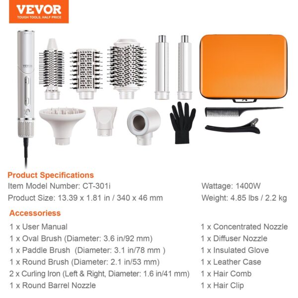 VEVOR Hair Dryer Brush 7-in-1 Professional Multi Styler for Drying Volumizing - Image 7