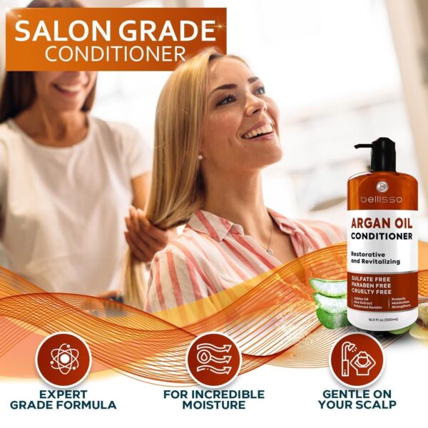 Argan Oil Conditioner Sulfate Free with No Parabens Moroccan Botanicals for Women and Men Professional Moisturizing Anti Frizz Hydrating Solution for Dry Wavy Curly and Color Treated Hair - Image 5